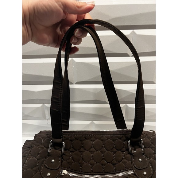 Vera Bradly Large Brown Bag Purse Handbag Quilted Microfiber‎ Shoulder Tote Zip - Picture 3 of 10